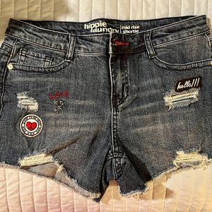 Hippie Laundry Mid Rise Patch Shorts